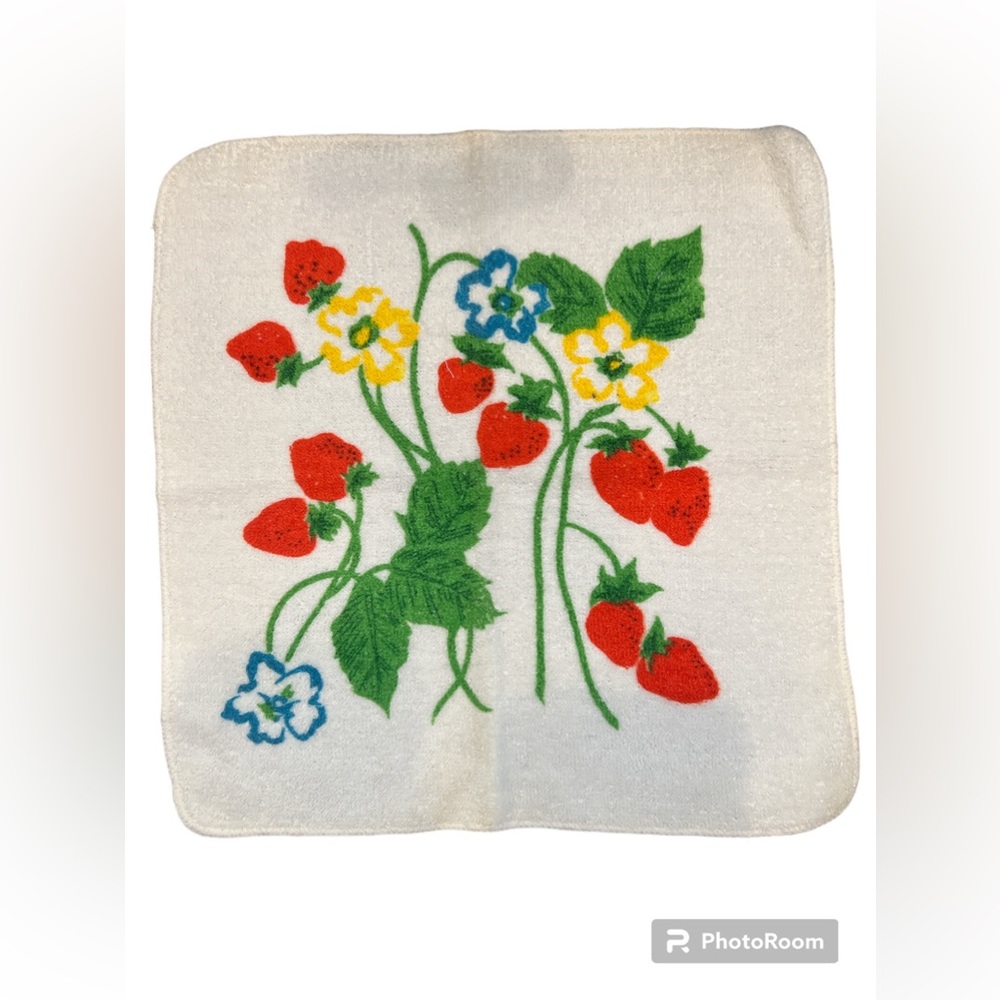 2 Vintage Cannon Monticello Strawberry Blossom Cotton Poly Washcloth Towels -MCM